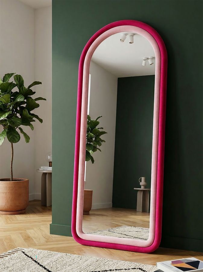 Wandspiegel Cloe Fuxia Velvet 160x60x4 cm