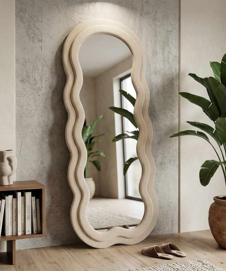 Wandspiegel Miki Cream Velvet 160x60x4 cm
