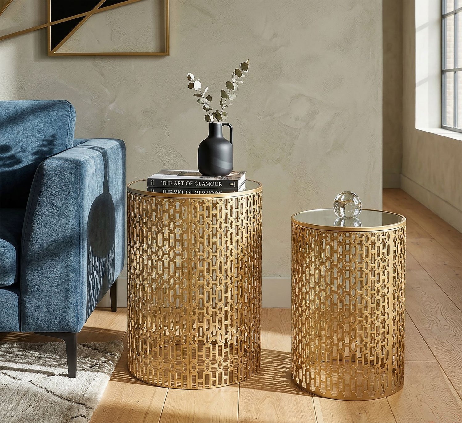 Bijzettafel Set Oblin Goud - 2 Stuks