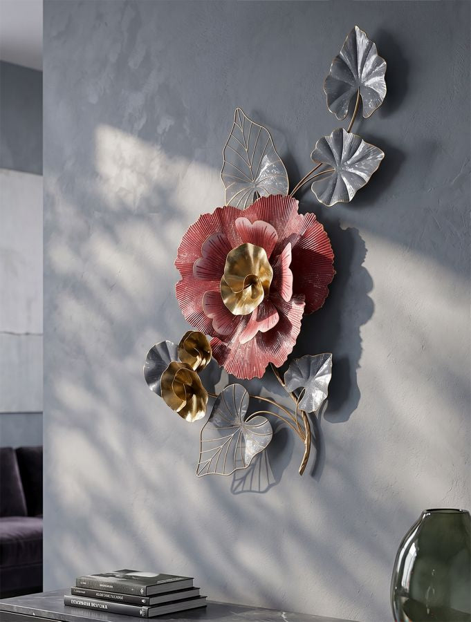 Metalen Wandpaneel Bloem Glam 111.8x61.6x9.5 cm