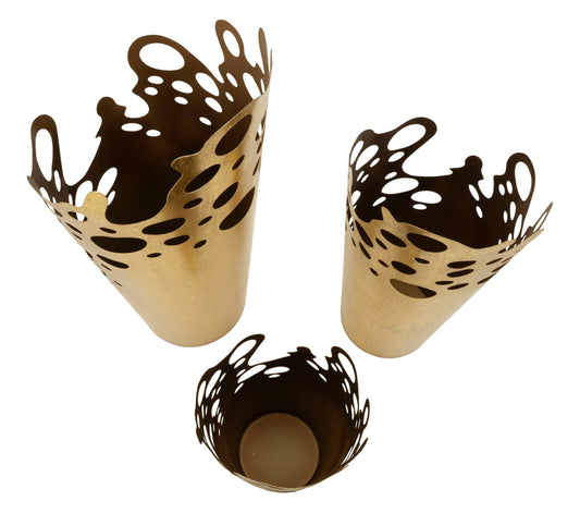 Set van 3 Glam Plantenbakken met Opengewerkt Rand