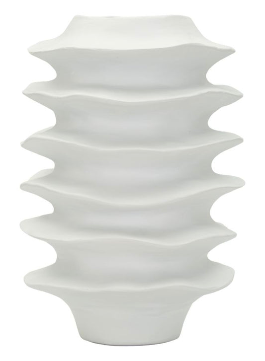 Moderne Vaas Met Golfpatroon Wit 35.5x25.5x25.5 cm