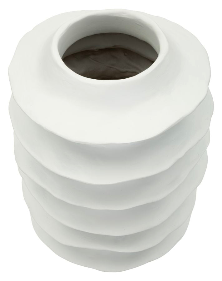 Moderne Vaas Met Golfpatroon Wit 35.5x25.5x25.5 cm