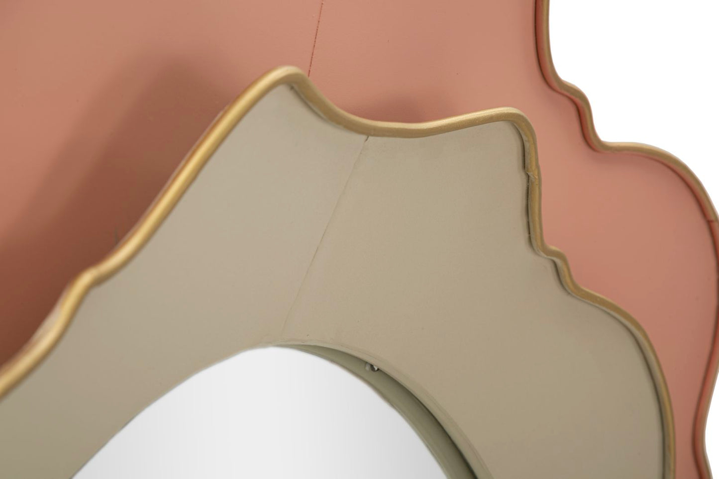Romantische Ronde Wandspiegel Cream en Pink 95x95x7 cm