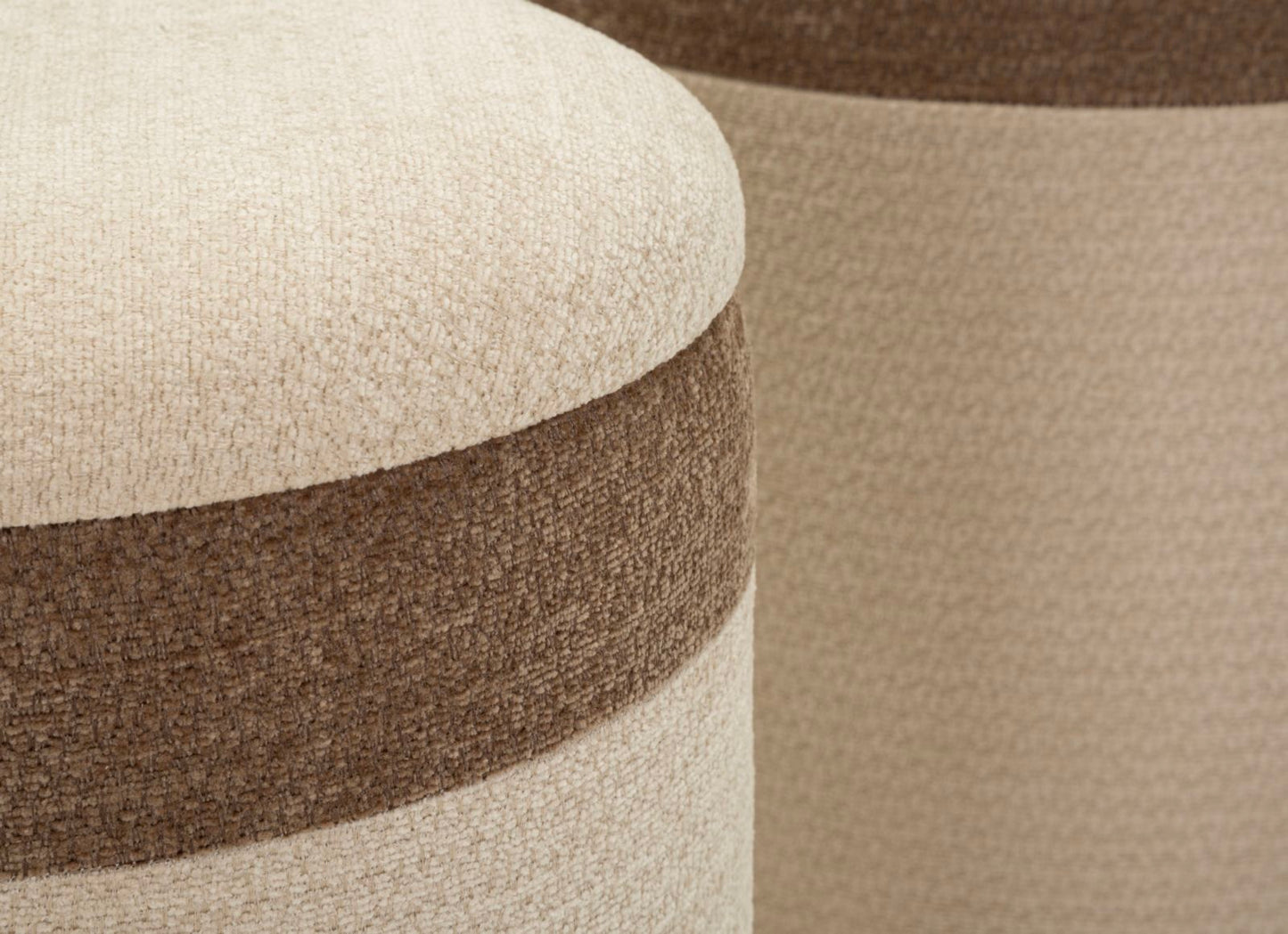 Set Van 3 Scandinavische Opbergpoefs In Bruin En Crème