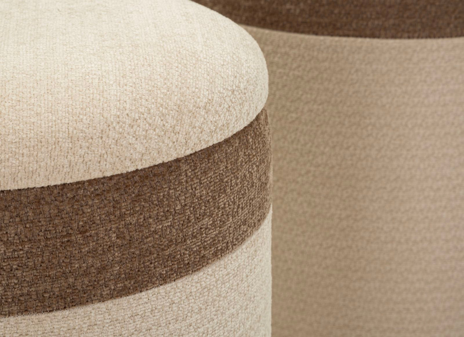 Set Van 3 Scandinavische Opbergpoefs In Bruin En Crème