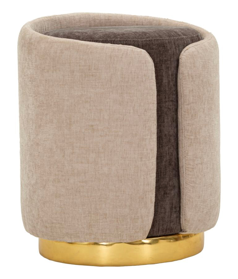 Glam Style Poef Tweekleurig Met Gouden Voet 50x40x40 cm