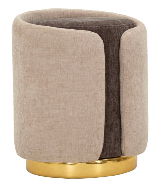 Glam Style Poef Tweekleurig Met Gouden Voet 50x40x40 cm