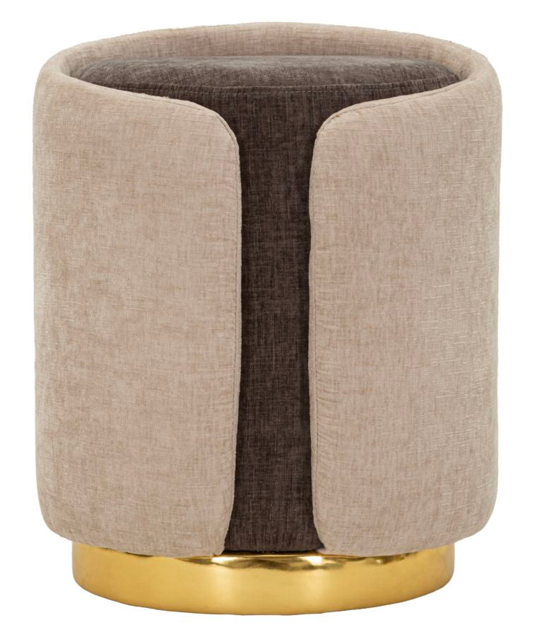 Glam Style Poef Tweekleurig Met Gouden Voet 50x40x40 cm