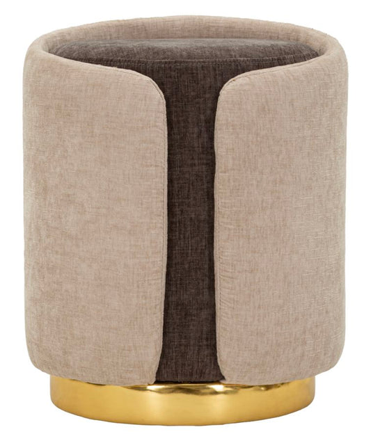 Glam Style Poef Tweekleurig Met Gouden Voet 50x40x40 cm