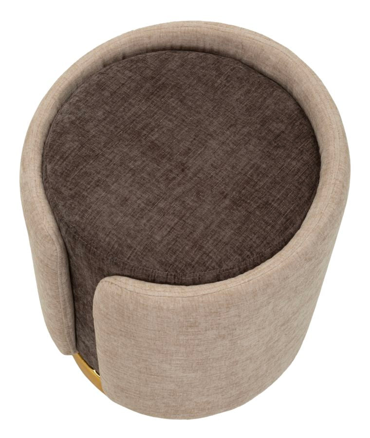 Glam Style Poef Tweekleurig Met Gouden Voet 50x40x40 cm
