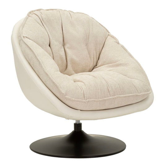 Crème Draaibare Fauteuil in Retro Stijl 84x78x78 cm