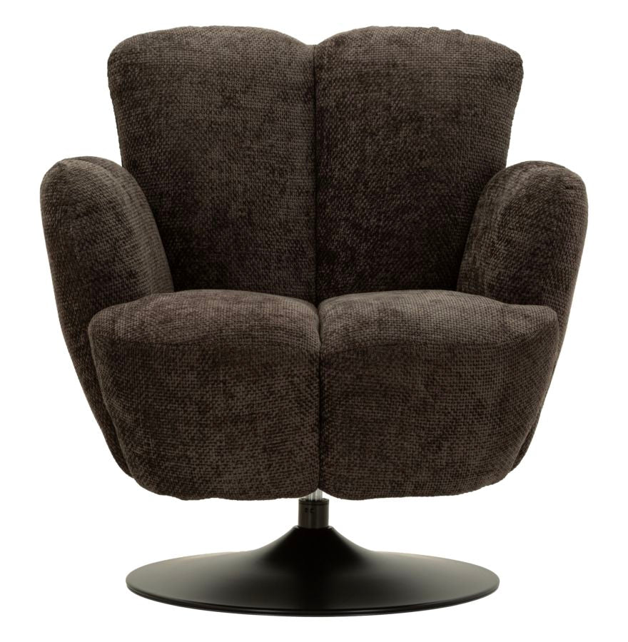 Zwarte Retro Draaibare Fauteuil 92x86x77 cm