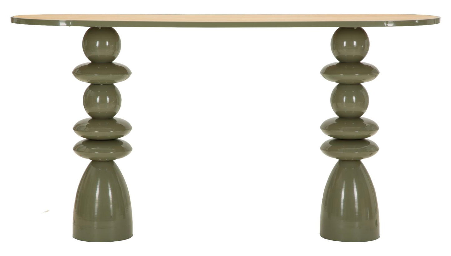 Metalen Consoletafel Met Houten Blad 77.5x150x45 cm