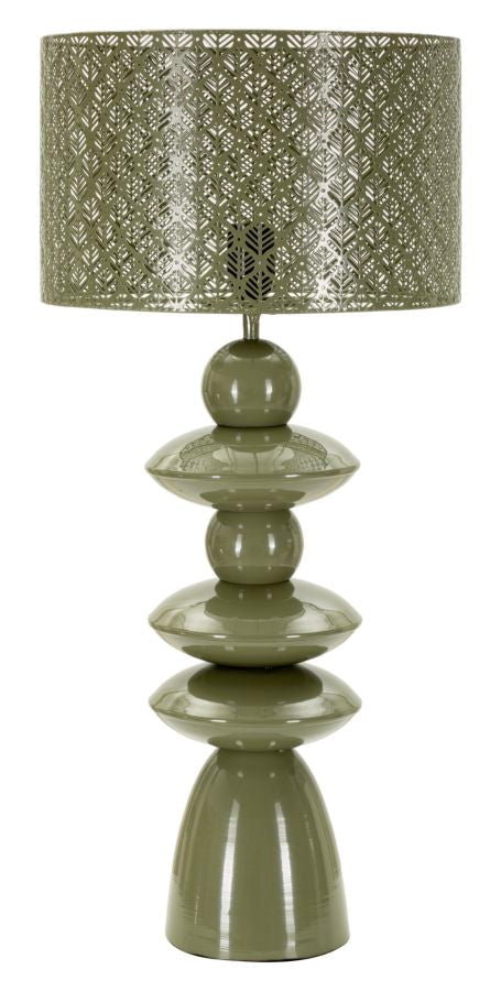 Metalen Tafellamp Met Gesneden Kap, Groen 71x33x33 cm