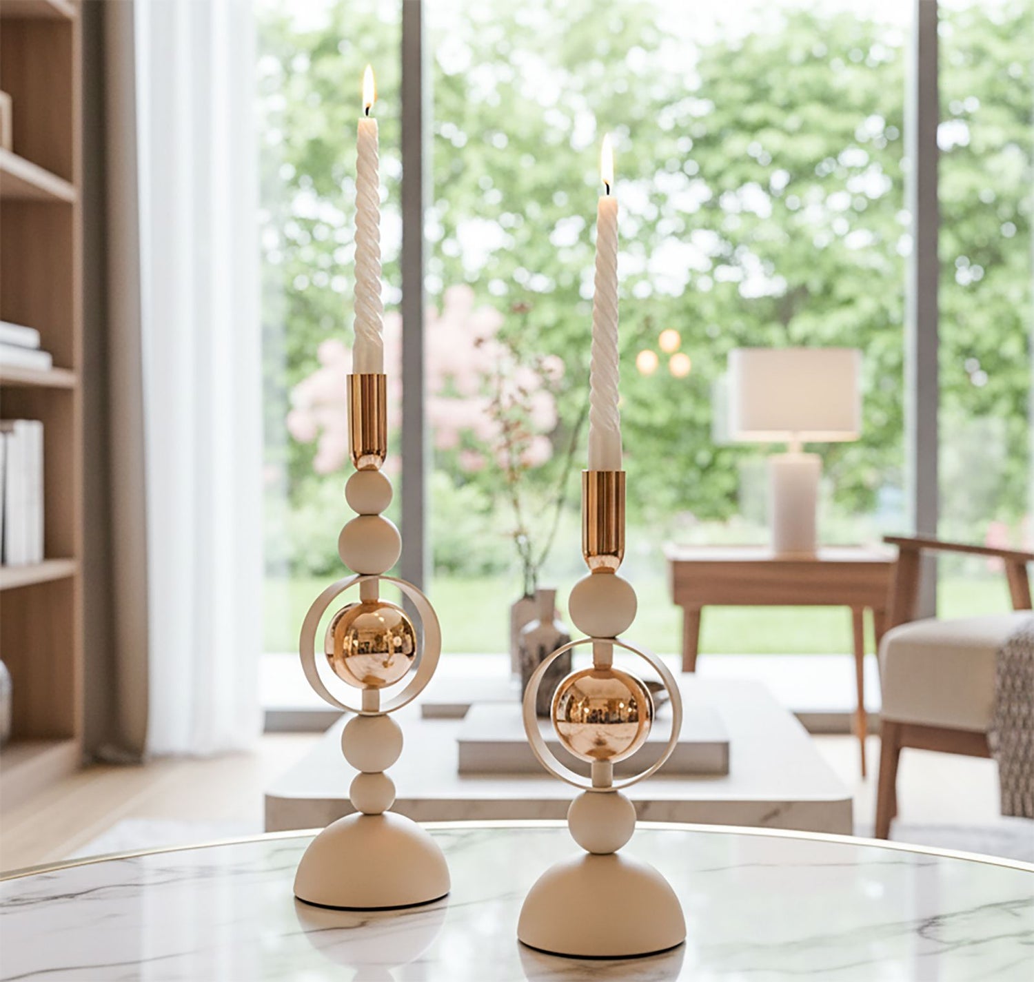 Kandelaar Saturn Cream Set 2 Stuks