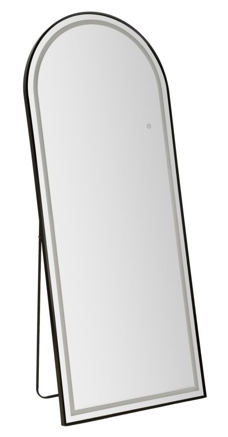 Gewelfde Spiegel met LED Verlichting en Zwart Frame 170x70x4 cm