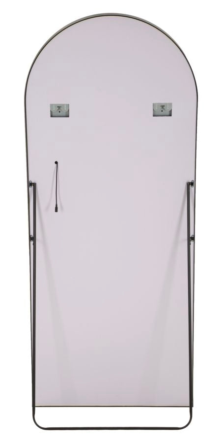 Gewelfde Spiegel met LED Verlichting en Zwart Frame 170x70x4 cm