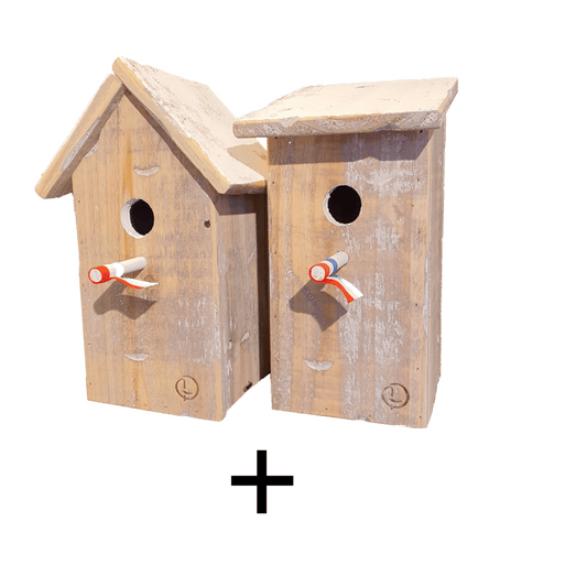 Dutch Mood 2 vogelhuisjes puntdak en scheefdak