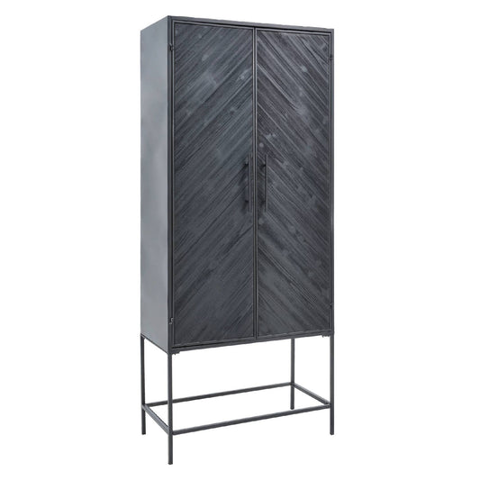 Rens Black Wooden Cabinet Metal Frame 2 Doors KD