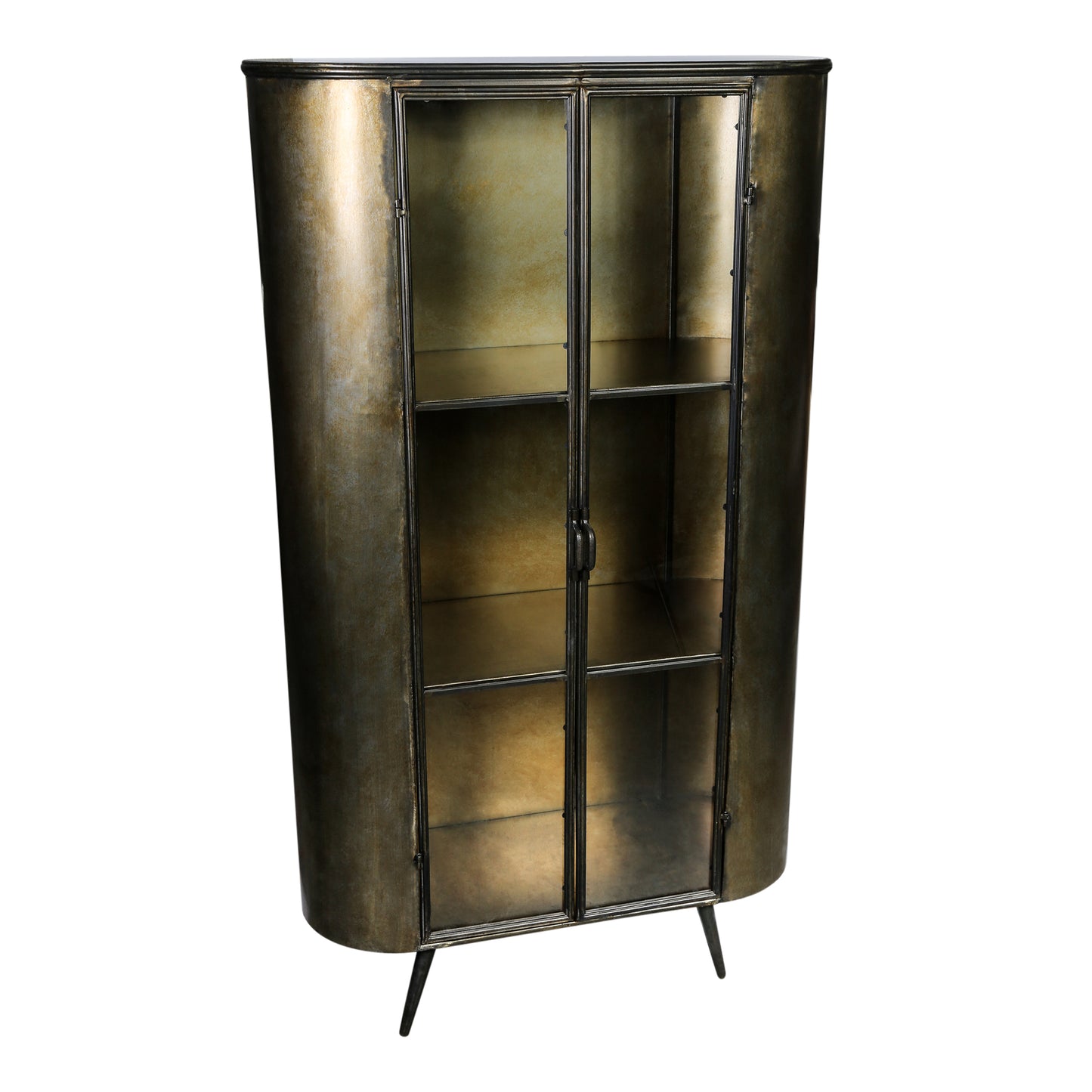 Spacer Brass Iron Glass Door Cabinet High