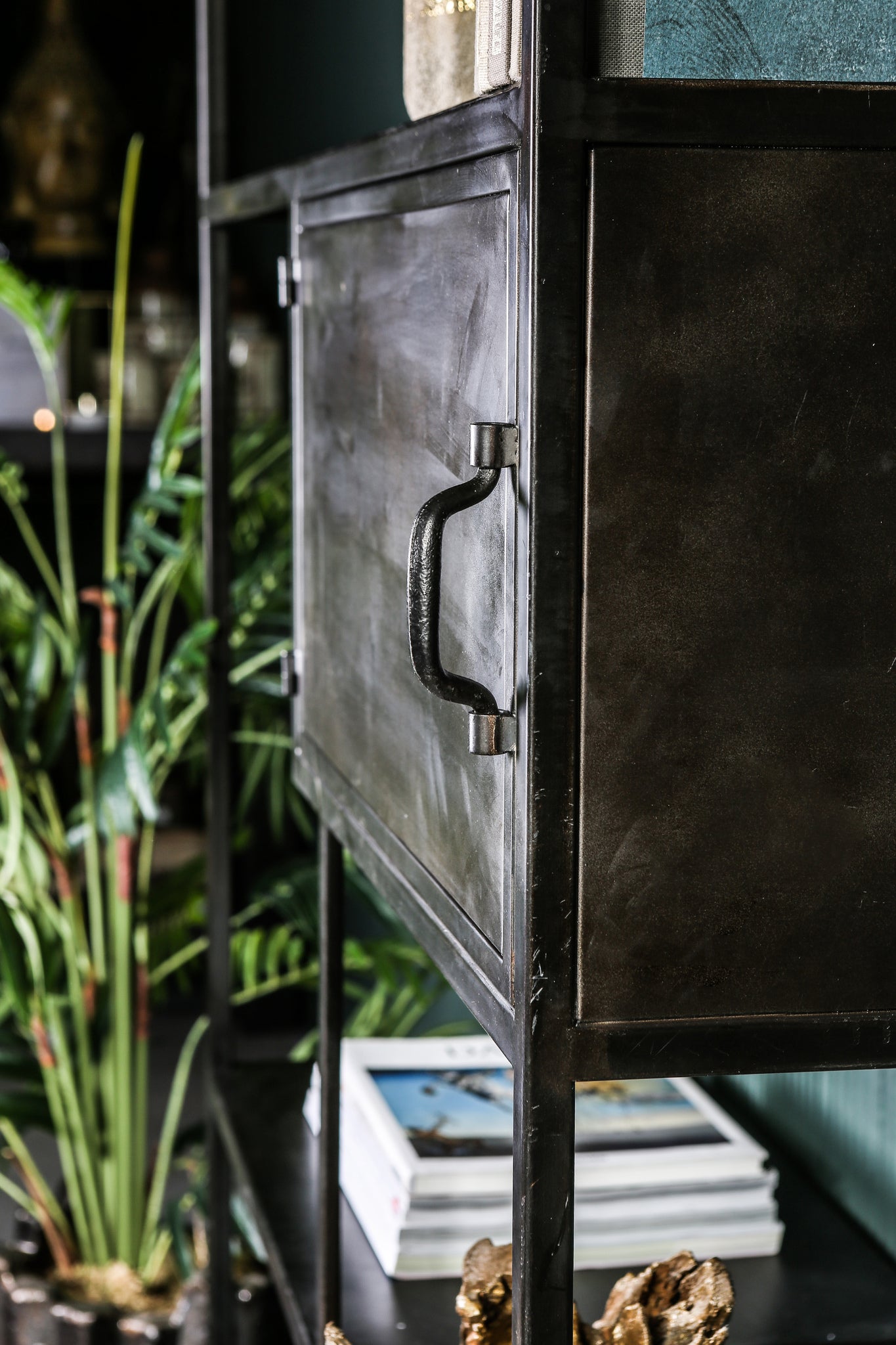 Duana Playful Rusty Black Iron High Cabinet