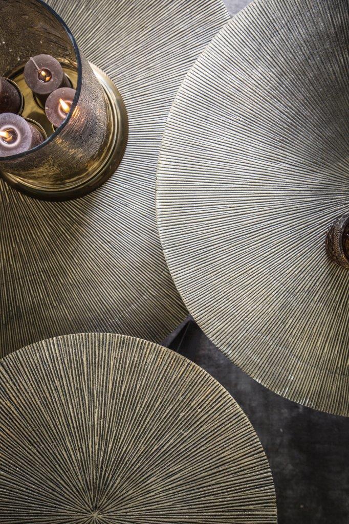 Kae Gold Alu Black Iron Round Coffee Table L