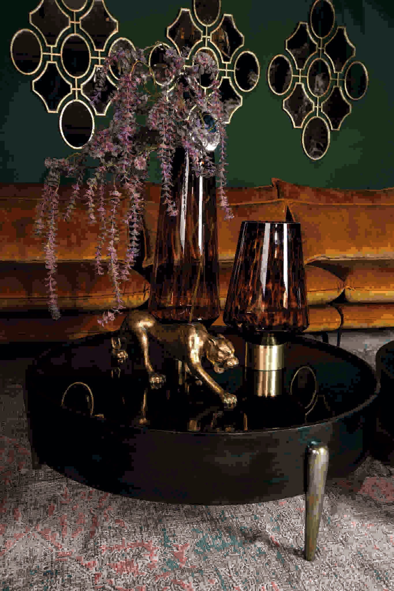 Mirror Alu Oxidised Black Coffee Table Round