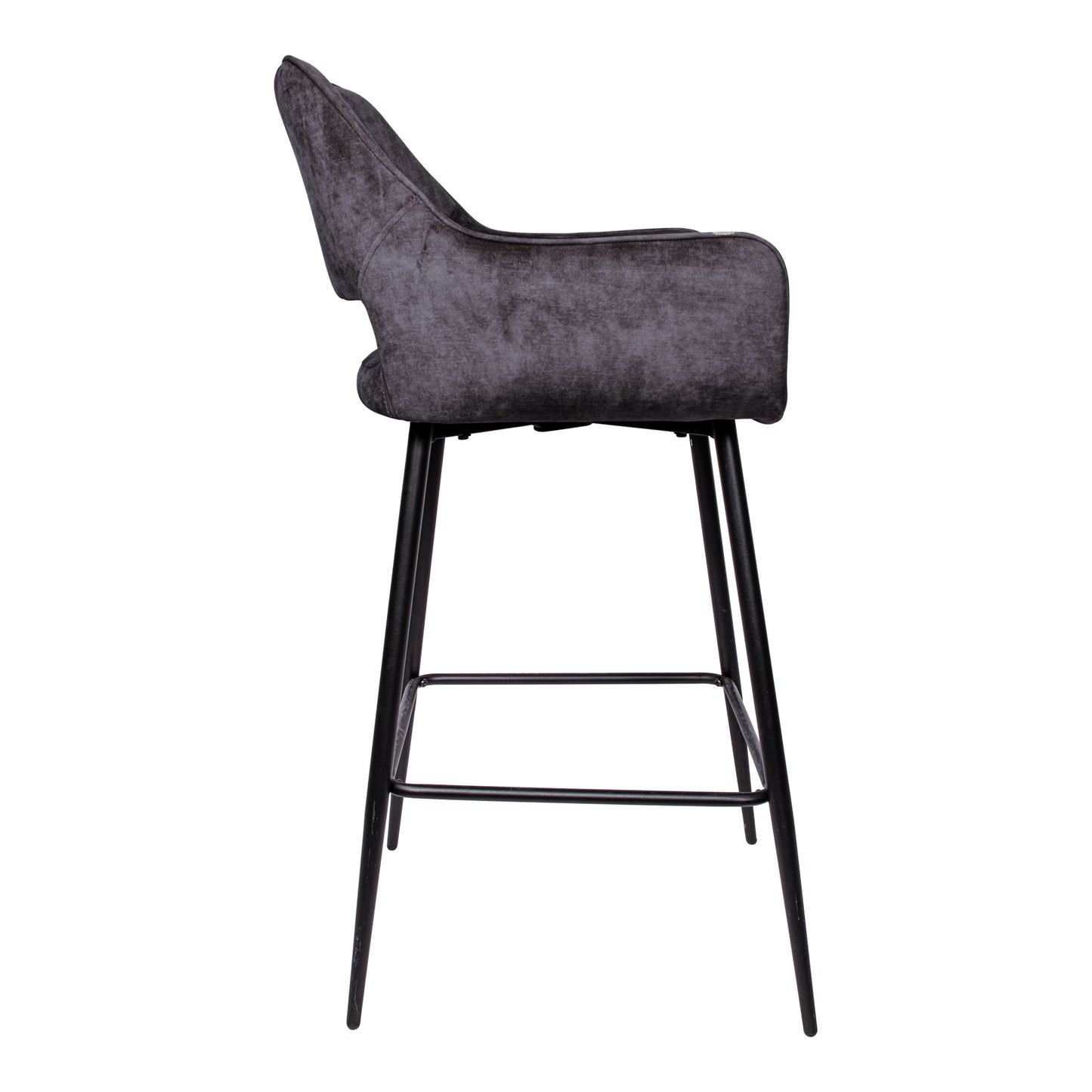 Fallon Velvet Anthracite Bar Stool Black Metal Leg (set of 2)