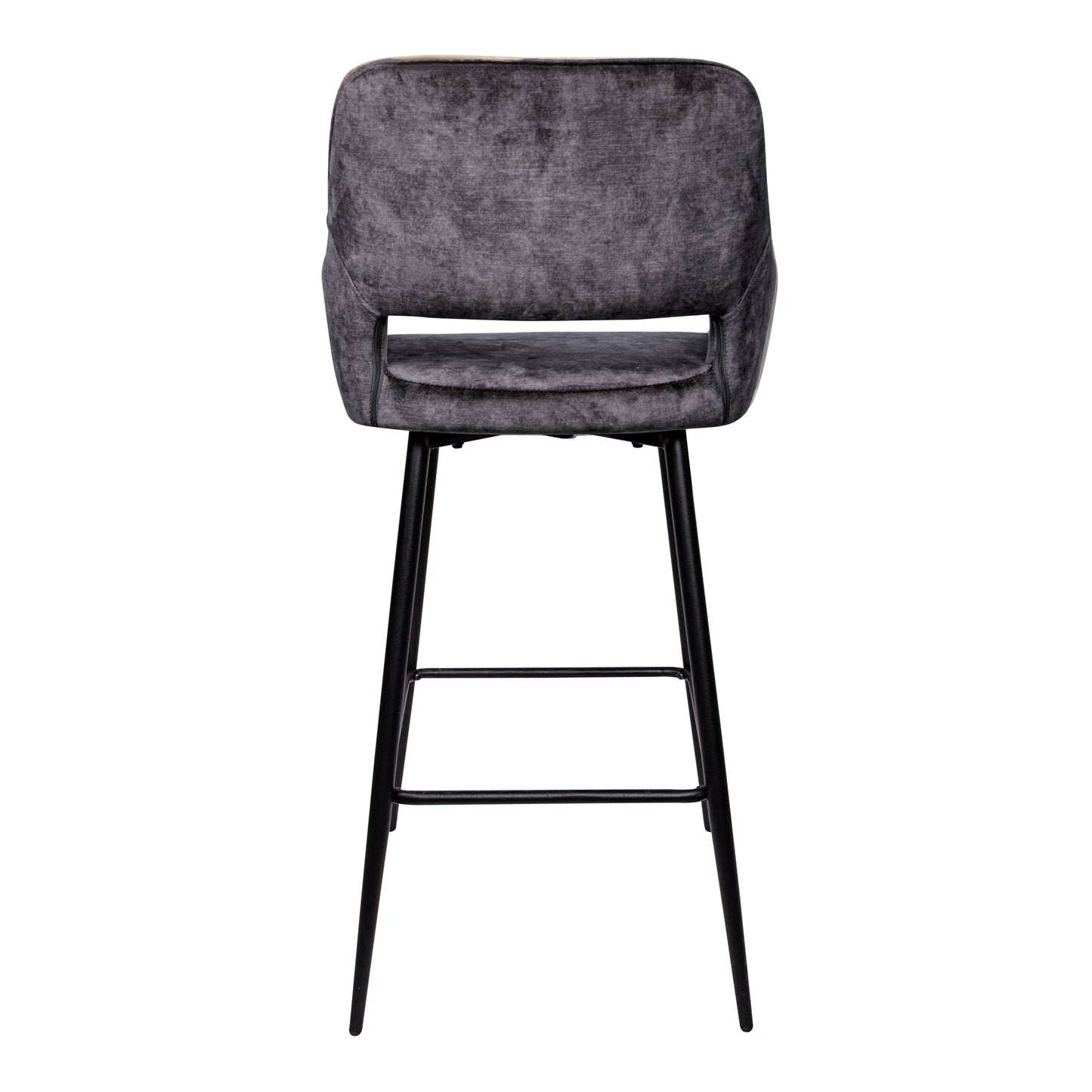 Fallon Velvet Anthracite Bar Stool Black Metal Leg (set of 2)