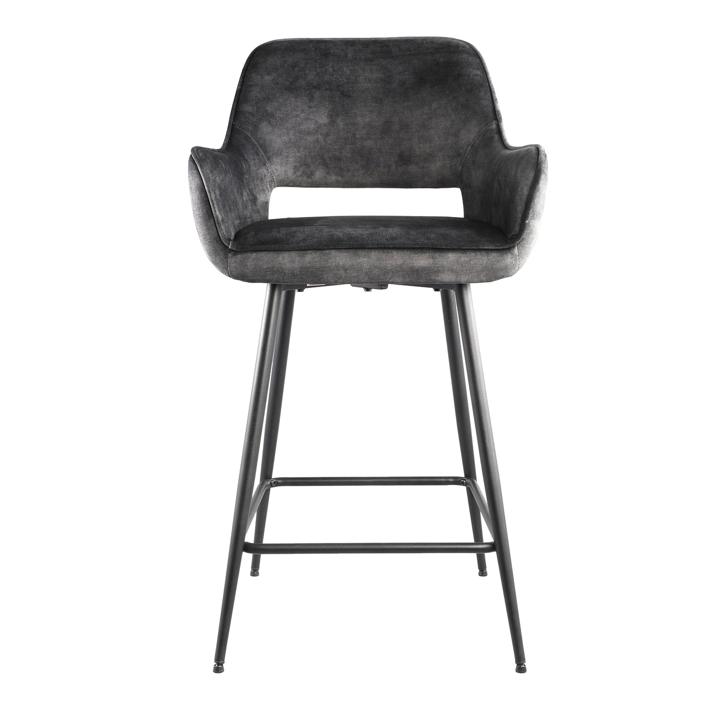 Fal LOW Velvet Anthracite Bar Stool Black Metal Le (set of 2)