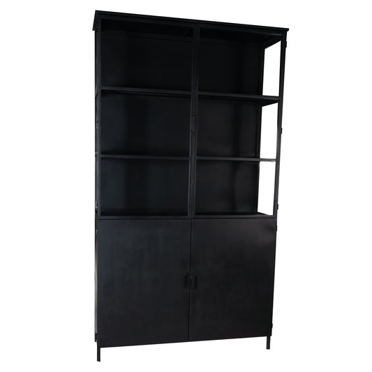Elina Glass Cabinet Black Iron Frame 2 Doors