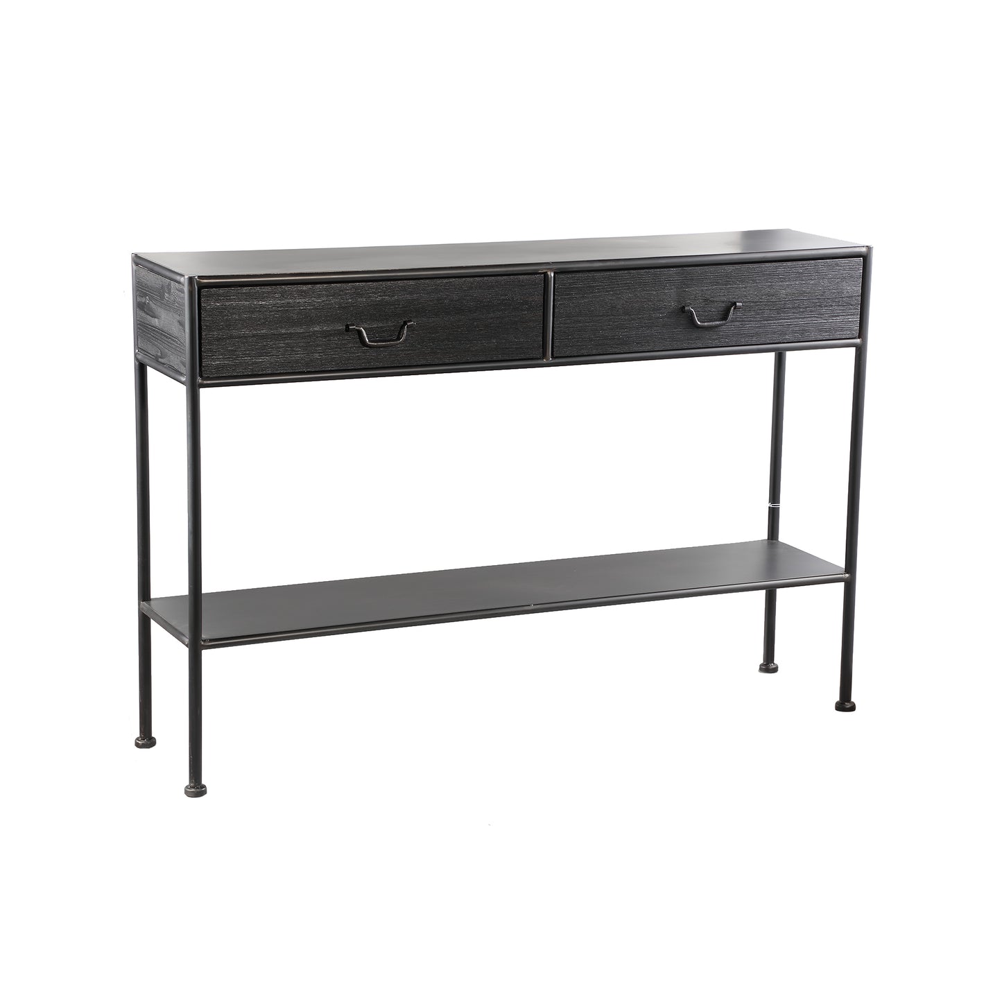 Ray Black Wooden Sidetable Metal Frame 2 Drawer