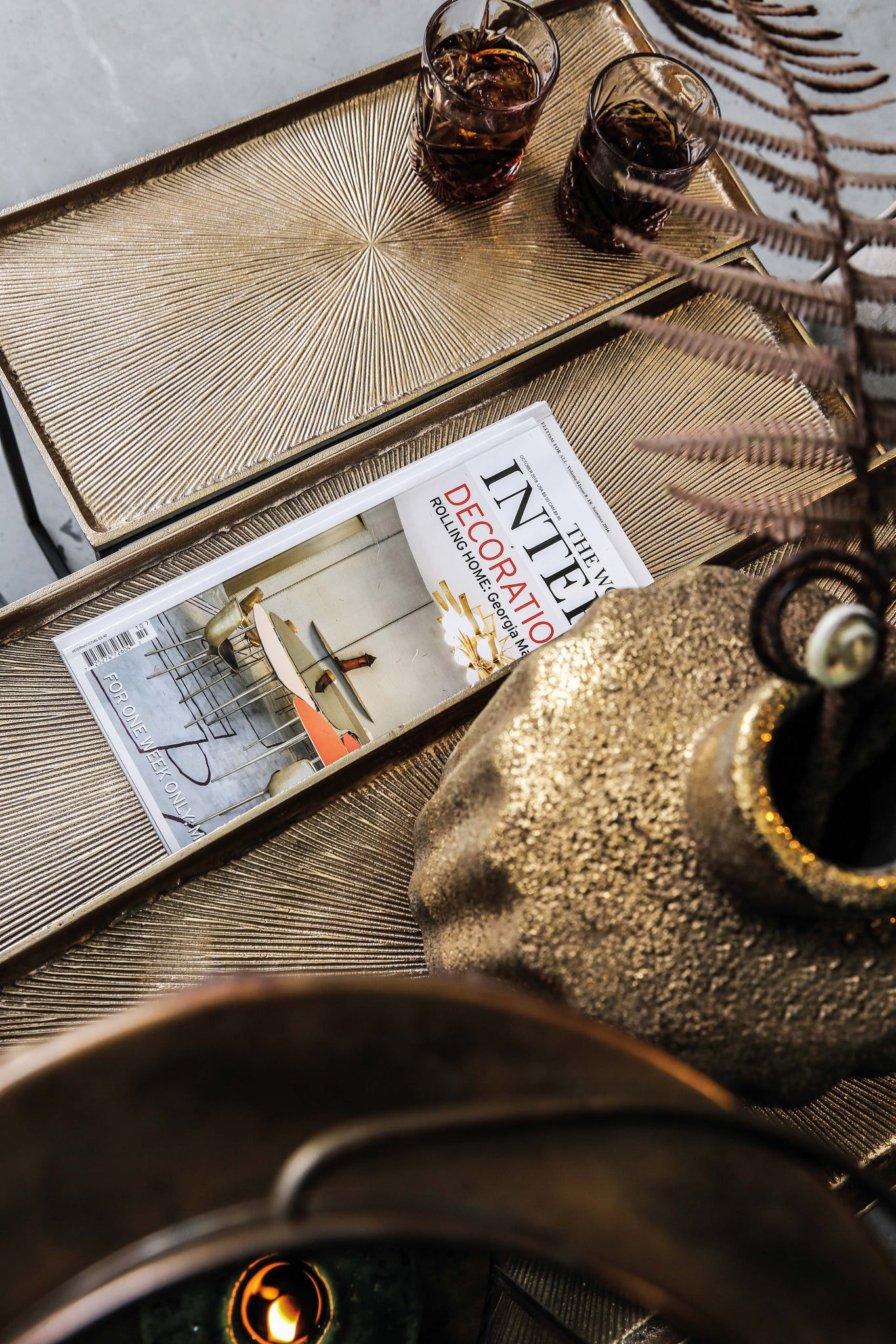 Daan Gold Aluminum Black Iron Sidetable S/3