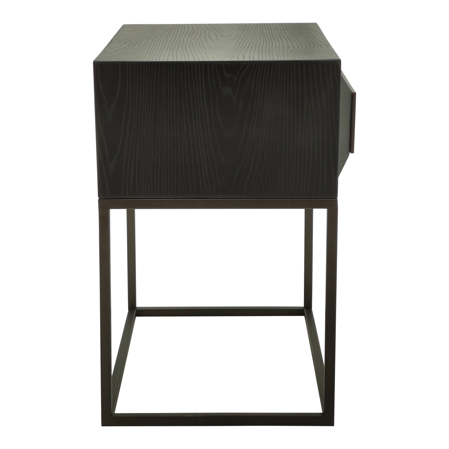 Lixly Black Wood Iron Frame Bedside Cabinet