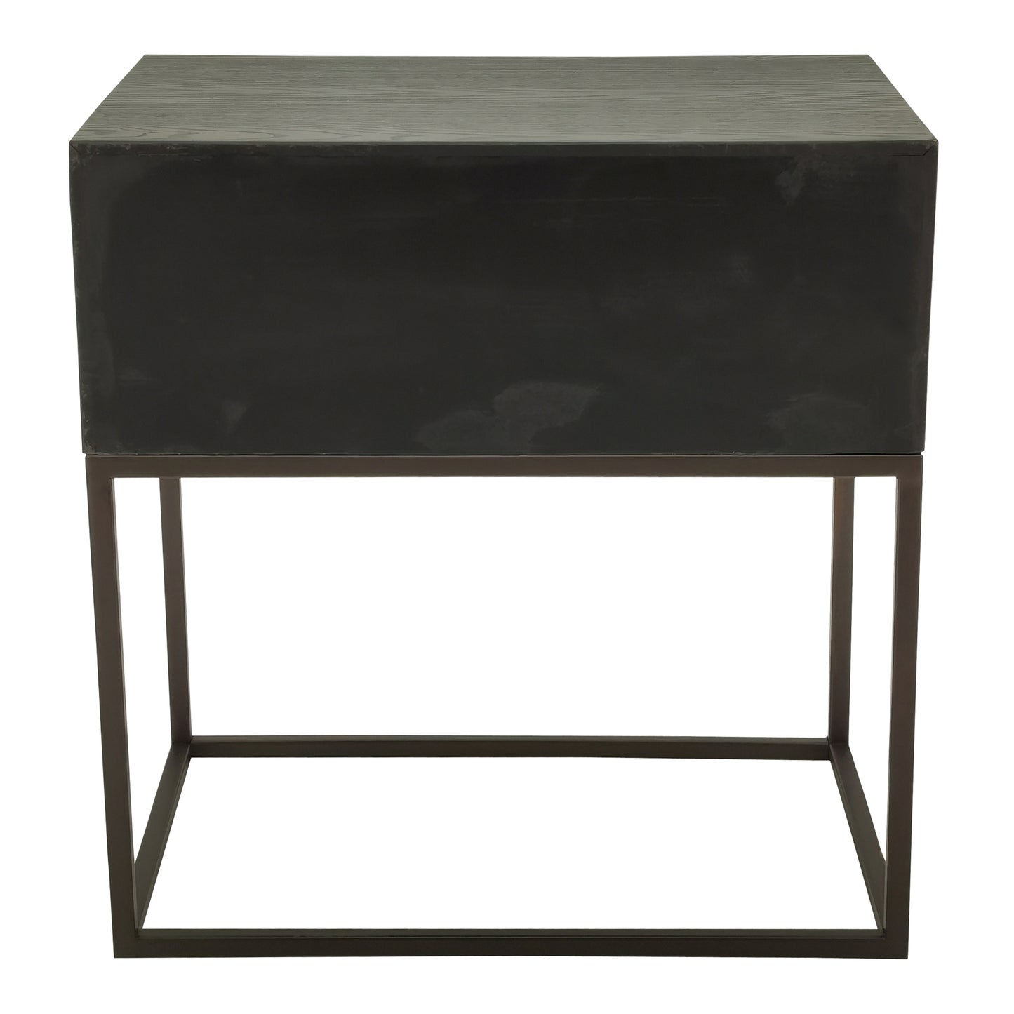 Lixly Black Wood Iron Frame Bedside Cabinet