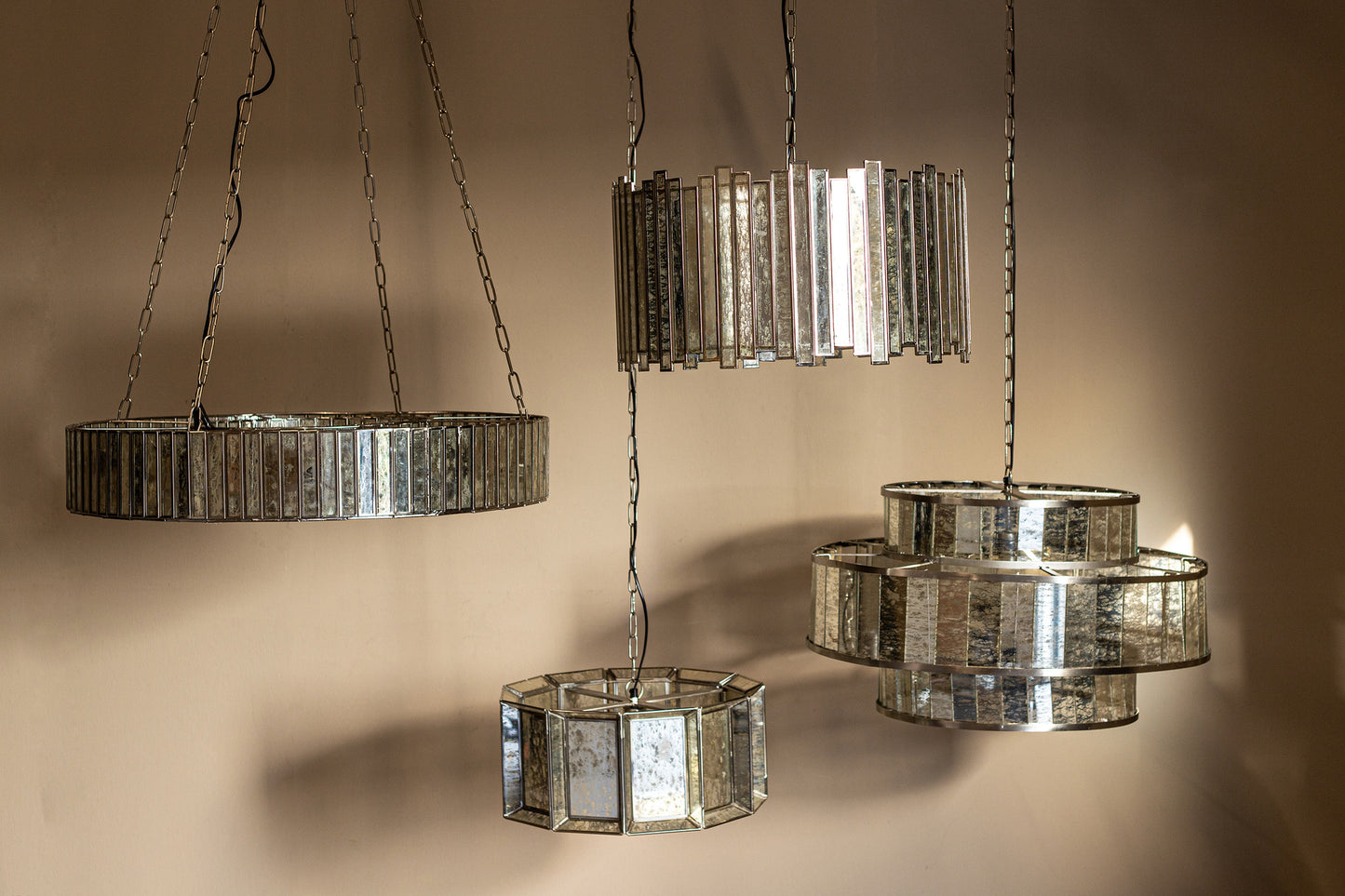 Cenna Brass Iron Hanging Lamp Antique Round Glass