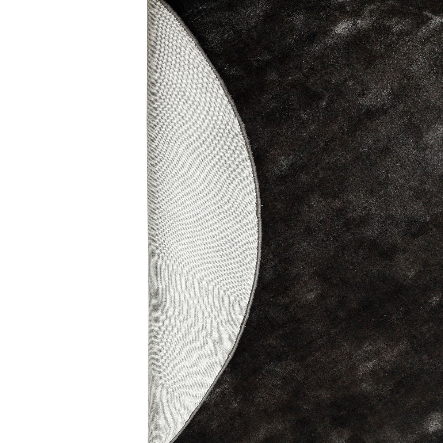 Flavia Black Viscose Handwoven Carpet Round S