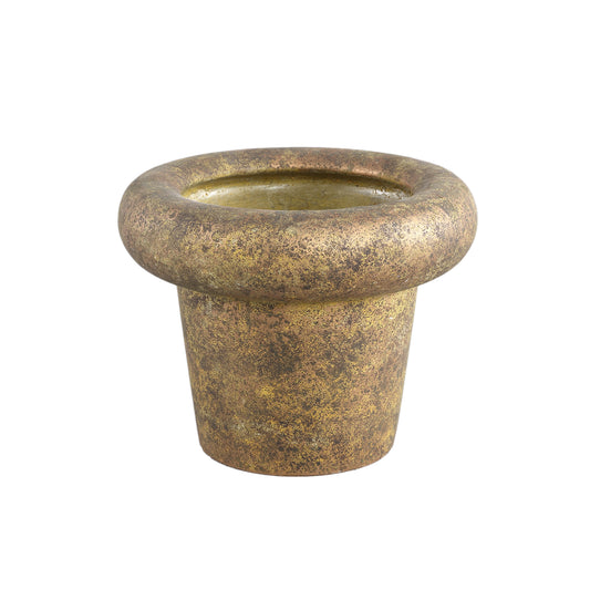 Relandi Gold Cement Pot Cone Thick Border Round L