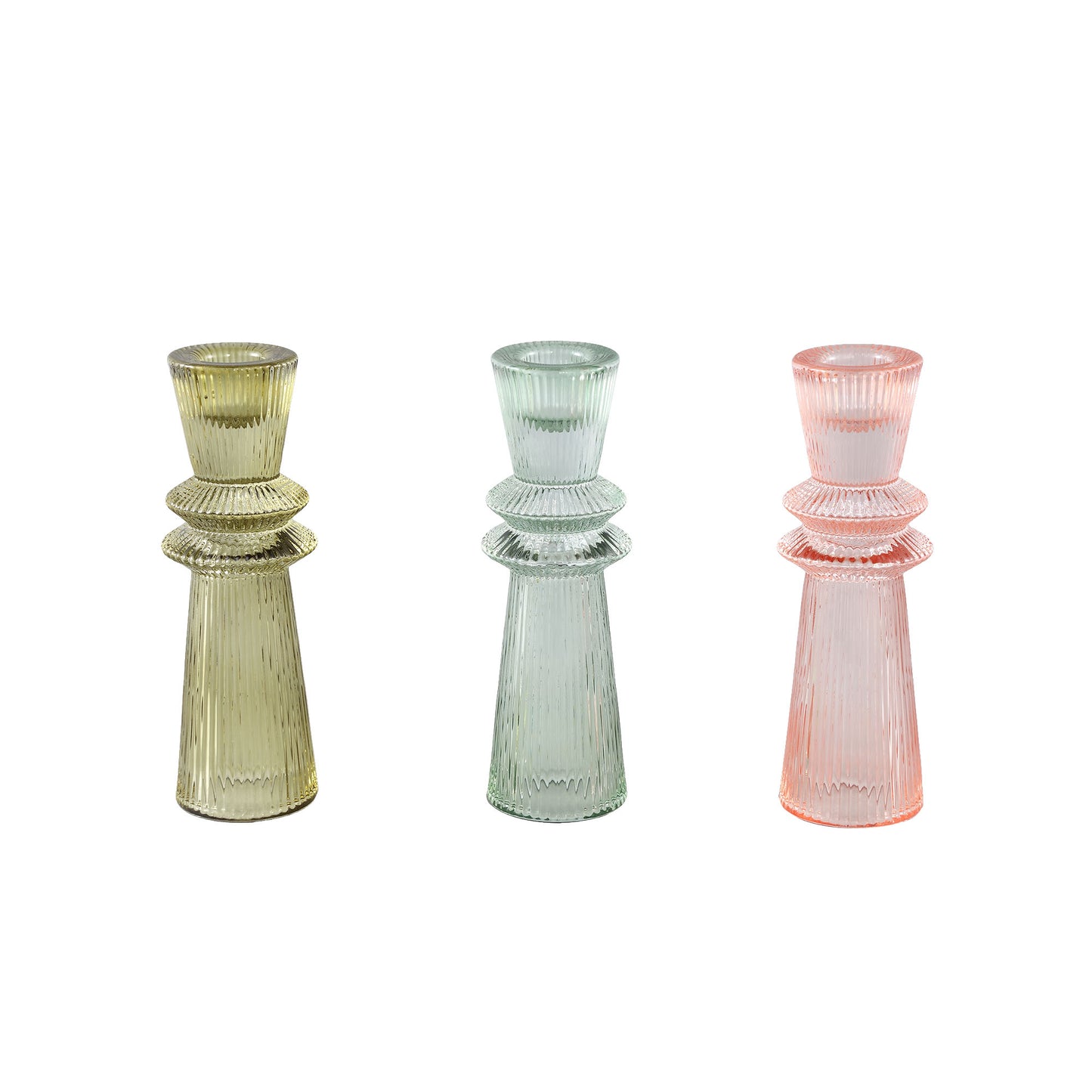 Linty Pink Glass Candleholder Cone Shape