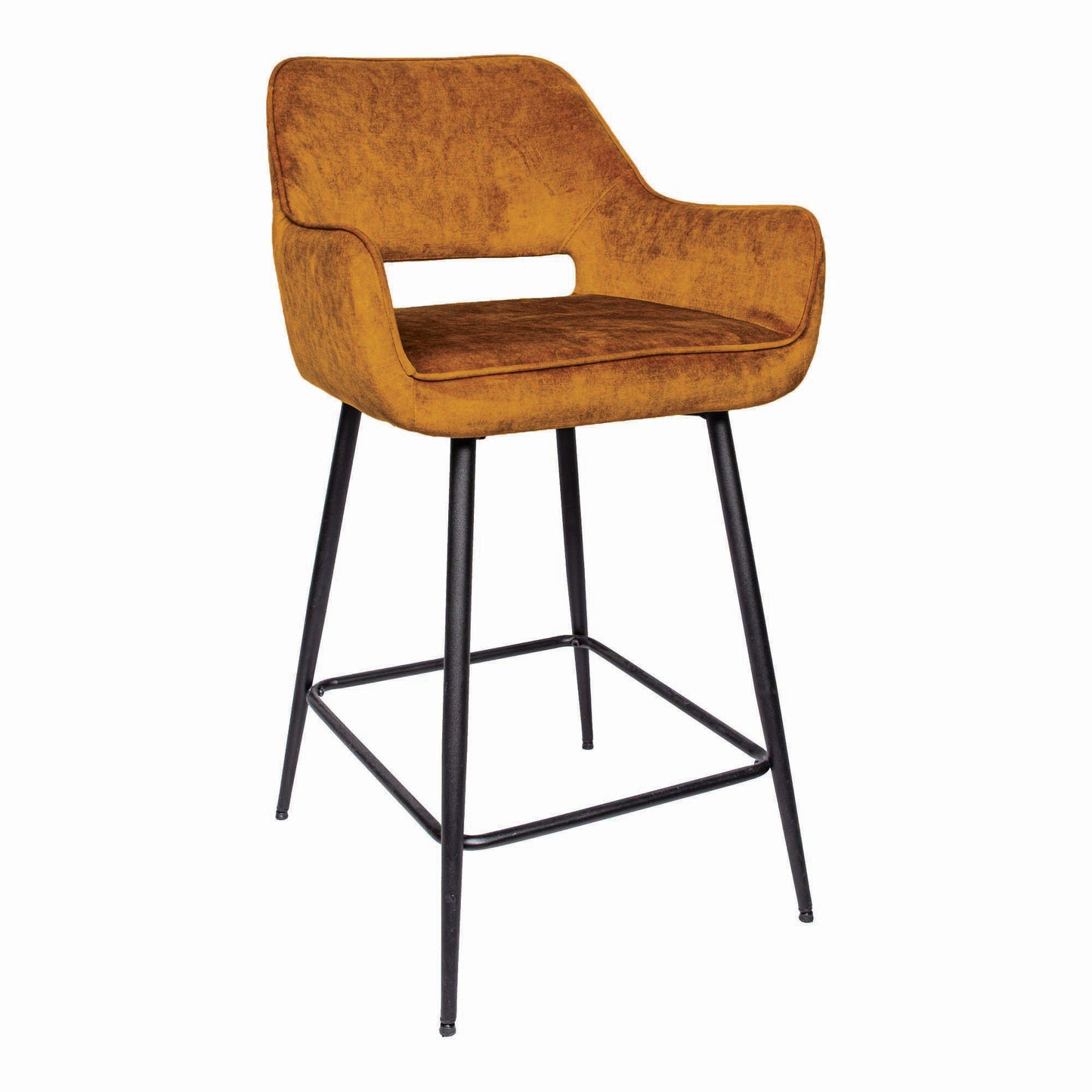 Fal LOW Velvet Rust Bar Stool Black Metal Leg (set of 2)