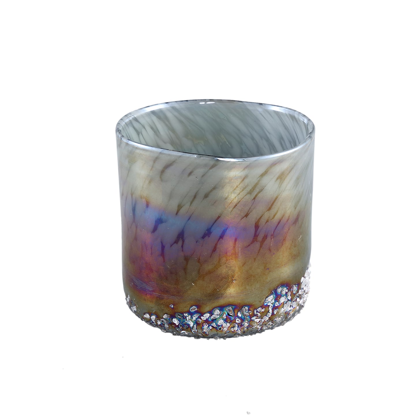 Liro Pearl Glazen Theelicht Set van 8 Oily Ocean Look Recht S - 8 Sets 8x8x8 cm