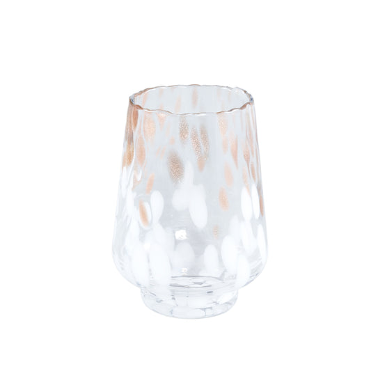 Angelina White Gouden Stippen Glazen Windlicht Rond Set van 6 Stuks - 6 Sets 16x12x12 cm