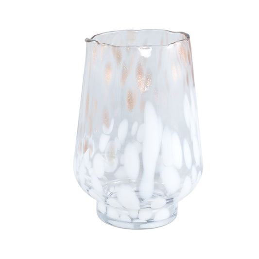 Angelina White Gouden Stippen Glazen Windlicht Rond Set van 4 - 4 Sets 26x19x19 cm