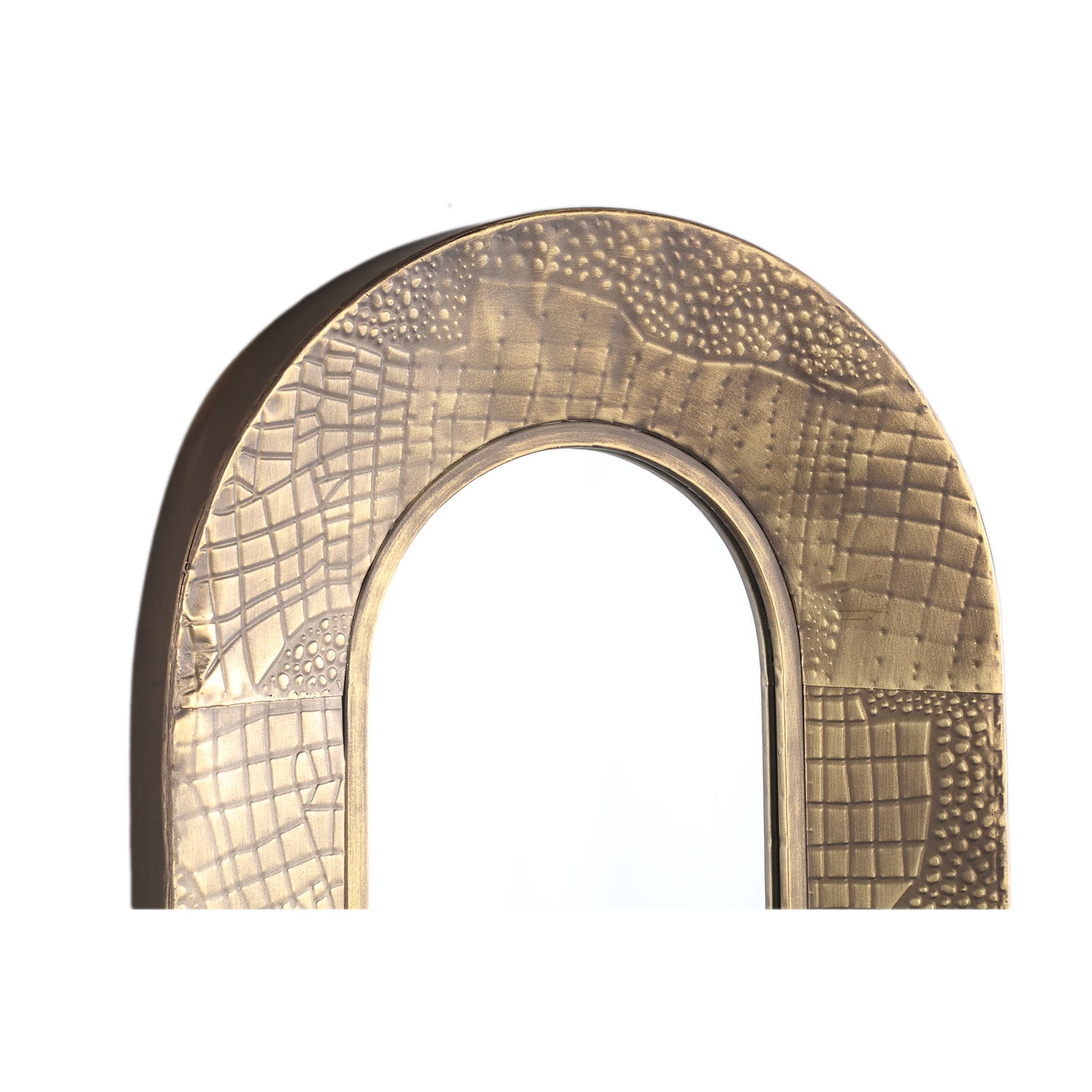 Darcio Gold Thick Iron Croco Print Mirror Oval