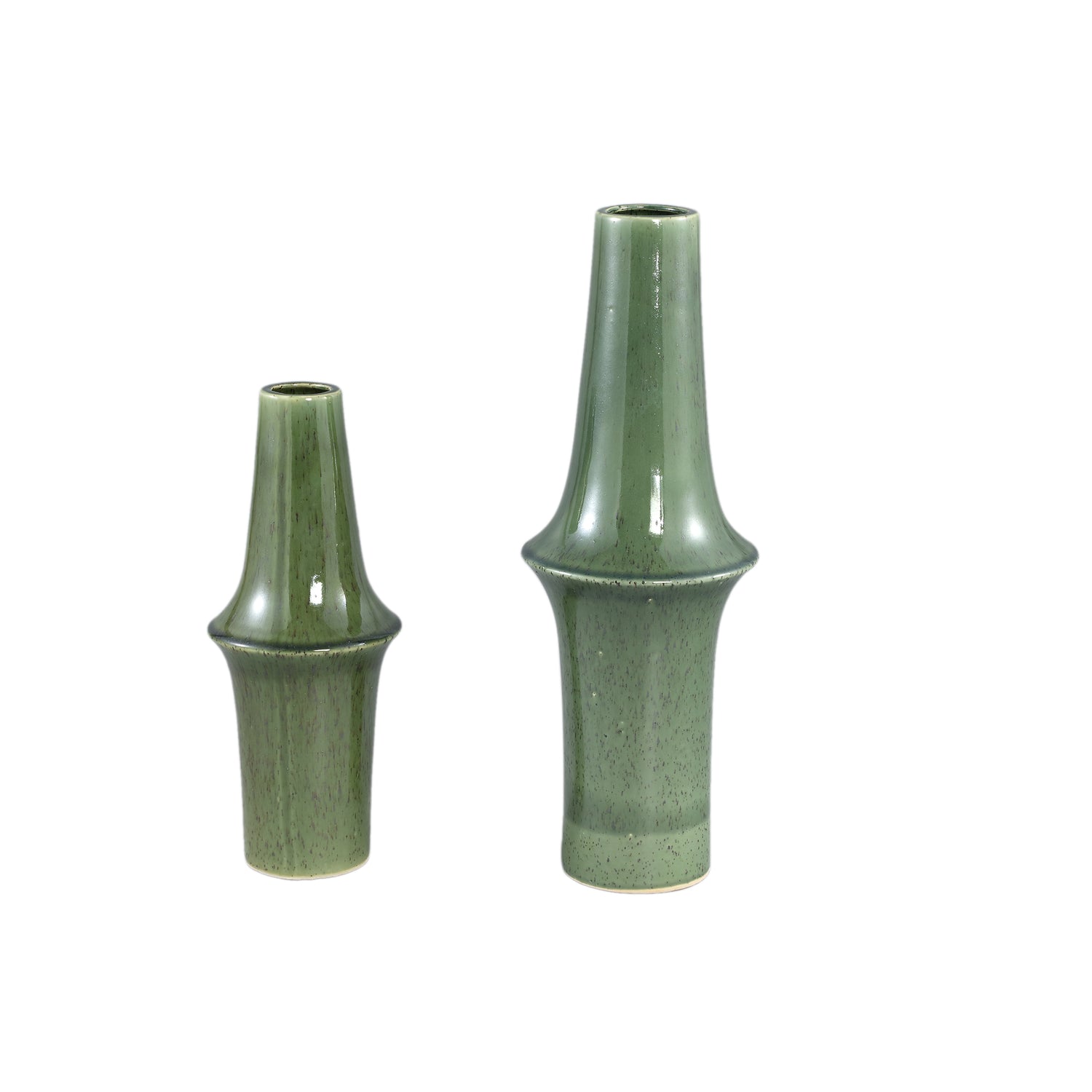 Cashay Donkergroen Keramische Pot Met Ring Set Van 2 Stuks L - 2 Sets 45x16x16 cm