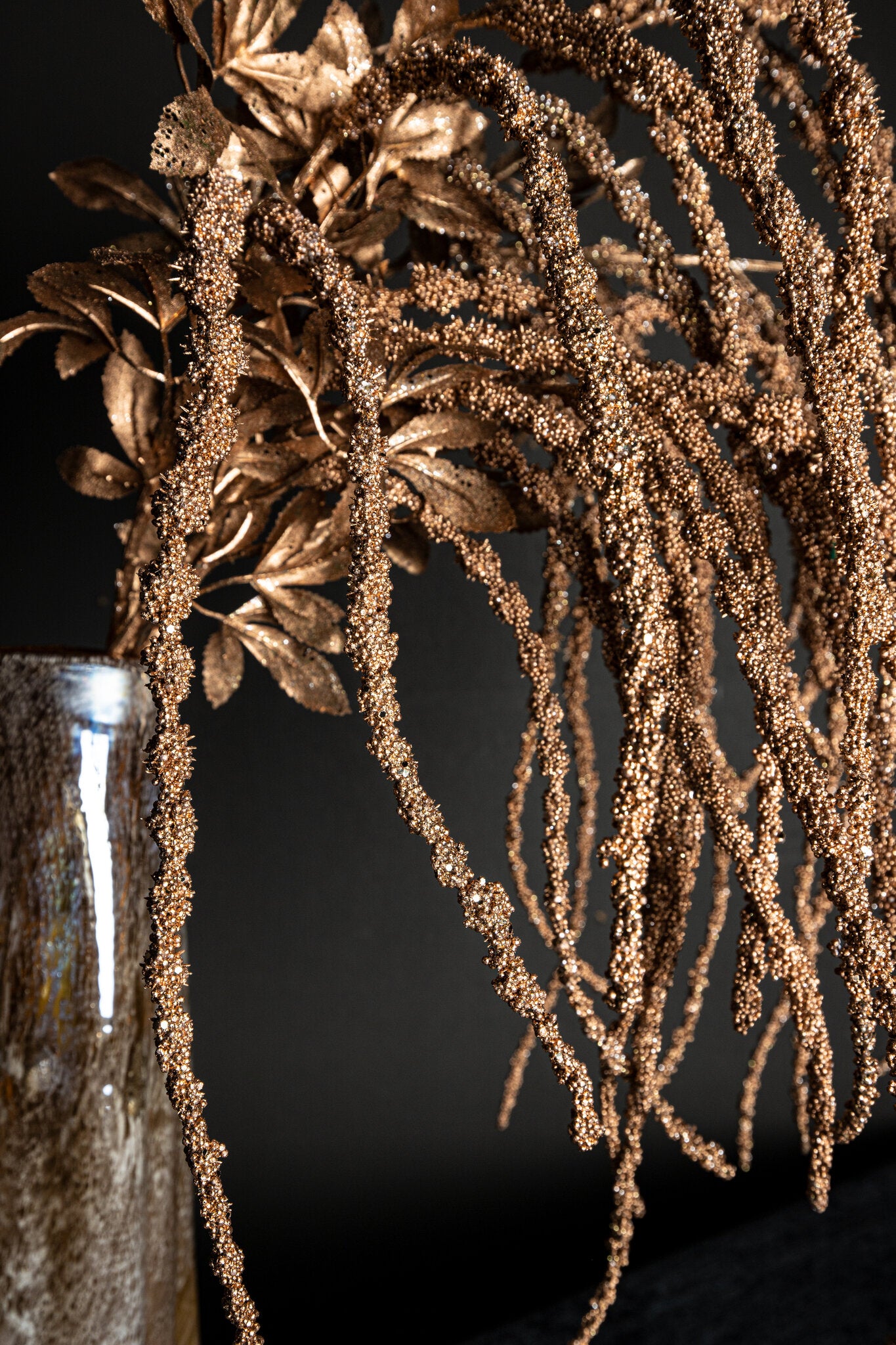 Twig Plant Koperen Glitter Amaranthus Spray - Set van 6 117x55x12 cm