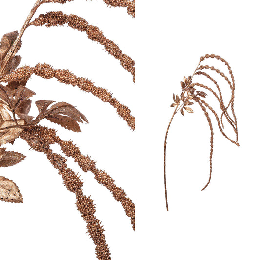 Twig Plant Koperkleurig Glitter Amaranthus Spray Set van 6 Stuks - 6 Sets 117x55x12 cm