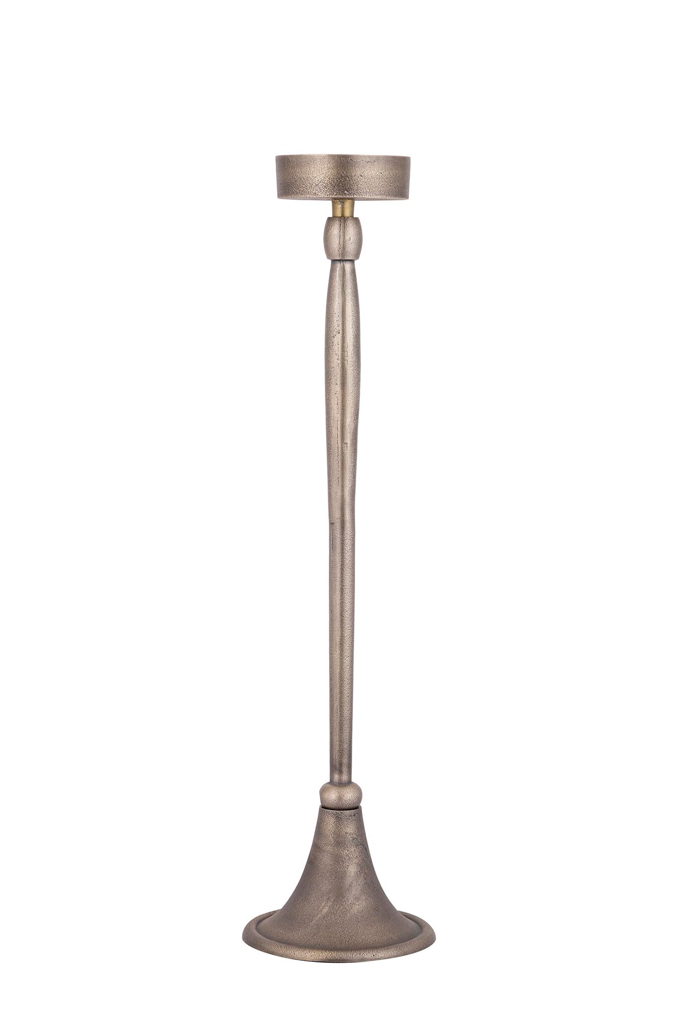 Zival Brass Casted Alu Candleholder Round High