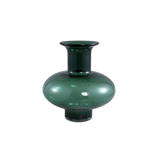 Nory Green Glass Bulb Vase Round Wide